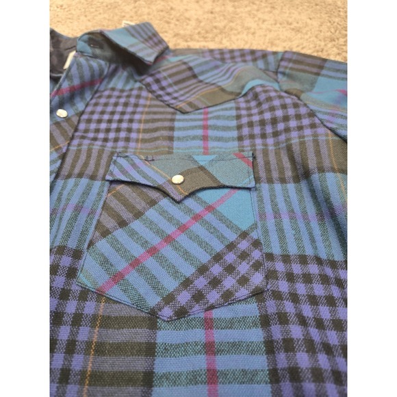 ATB Authentic Western Mens Pearl Snap‎ Long Sleeve Blue Shirt 17 Collar 34/35 - Picture 5 of 10